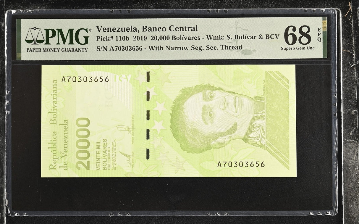 Venezuela 20000 Bolivares 2019 P 110 b Superb Gem UNC PMG 68 EPQ
