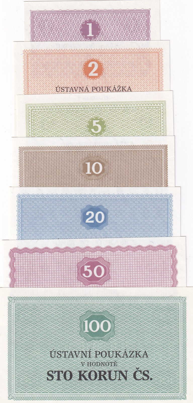 Czechoslovakia Set 7 Korun Prisoner Camp 1-100 Korun 1981 UNC