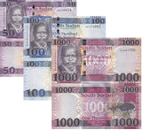 South Sudan Set 3 UNC 50 100 1000 Pounds 2019 2024 P 14 15 21