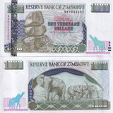 Zimbabwe 1000 Dollars 2003 P 12 b Small Digits UNC Elephants