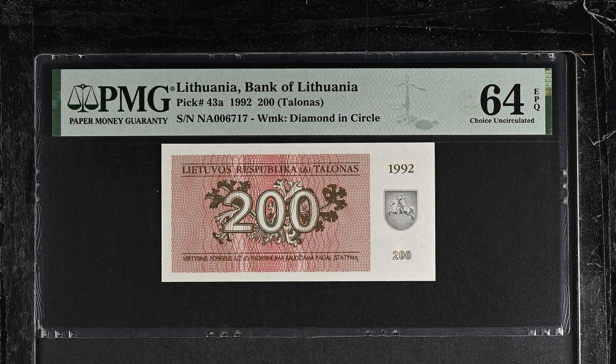 Lithuania 200 Talonas 1992 P 43 a Choice UNC PMG 64 EPQ