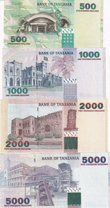 Tanzania Set 4 UNC 500 1000 2000 5000 Shillings ND 2003 P 35 36 37 38