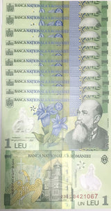 Romania 1 Leu 2018/2023 P 117 Polymer UNC LOT 10 PCS