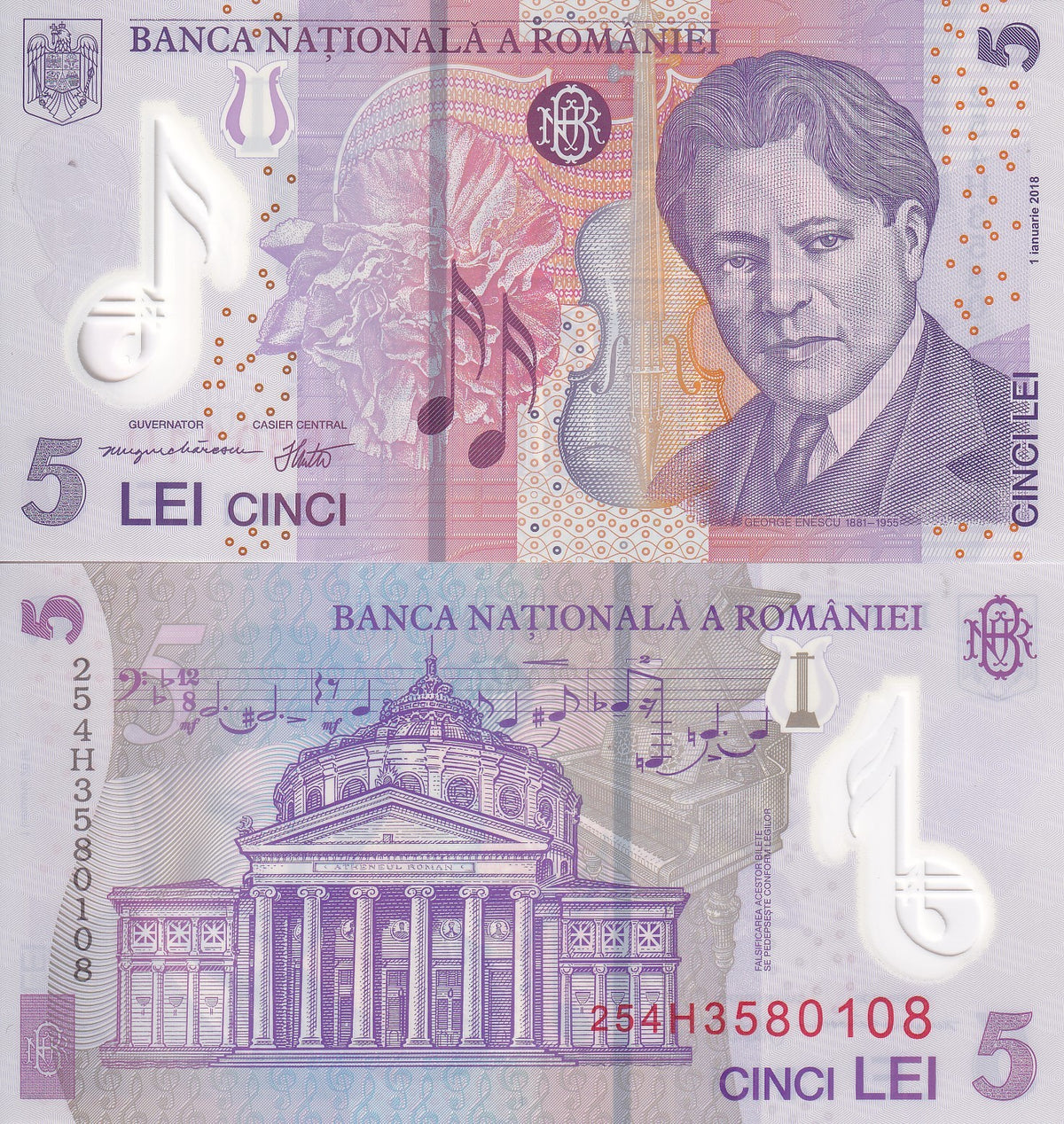Romania 5 Lei 2018/2025 P 118 Polymer UNC