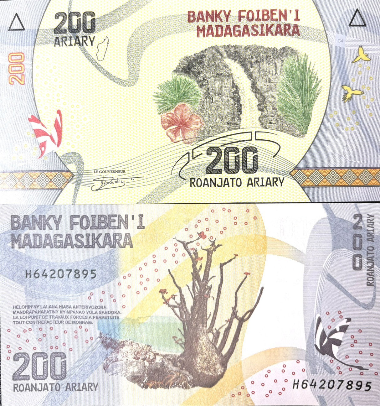 Madagascar 200 Ariary 2025 P 98 New Sign UNC