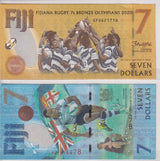 Fiji Set 2 UNC 7 Dollars 2017 AND 2020 Rugby in Commemorative Folder