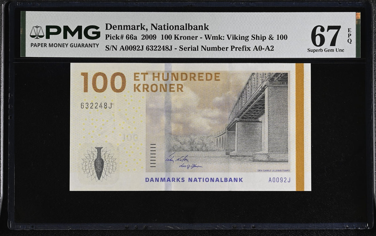 Denmark 100 Kroner 2009 P 66 a Superb Gem UNC PMG 67 EPQ ,WTM Viking