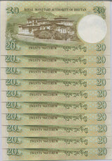 Bhutan 20 Ngultrum 2013 P 30 b UNC LOT 10 PCS