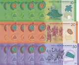 Nicaragua Set 3 X LOT 5=15 UNC 10 20 50 Random Date P 209 210 211 Polymer