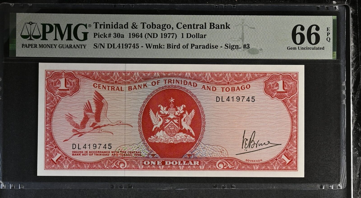 Trinidad & Tobago 1 Dollar 1964 ND 1977 P 30 a Gem UNC PMG 66 EPQ