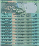 Malawi 50 Kwacha 2020 P 64 LOT 10 UNC, Elephant, Safari Jeep