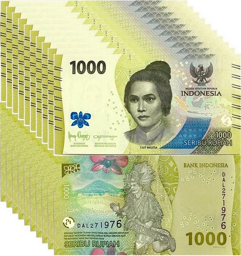 Indonesia 1000 Rupiah Random Year P 162 UNC Lot 10 Pcs 1/10 Bundle