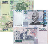 Tanzania Set 2 Pcs 500 1000 Shilingi ND 2003 P 35 P 36a UNC