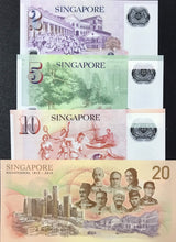 Singapore Set 4 UNC 2 5 10 20 Dollars 2006-2019 P 46 47 48 63 Polymer