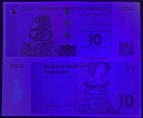 Zimbabwe 10 ZiG 2024 P 110 Gold Reserve Backed UNC w/QR Lot 10 UNC 1/10 BUNDLE