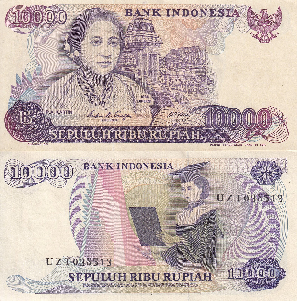 Indonesia 10000 Rupiah 1985 P 126 AUnc