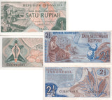 Indonesia SET 2 AU-UNC 1 AND 2.5 , 2 1/2 Rupiah 1961 P 78 79