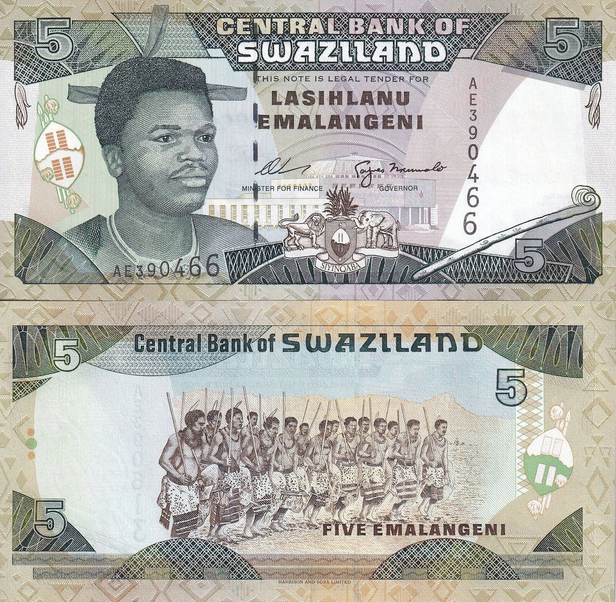 Swaziland 5 Emalangeni ND 1995 P 23 a UNC