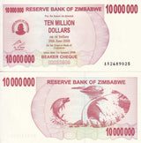 Zimbabwe 10 Million Dollars 2008 P 55 AUnc