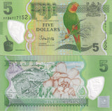Fiji 5 Dollars ND 2012 P 115 b Polymer Random Series UNC