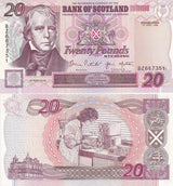 Scotland 20 Pounds Sterling 1998 P 121 b UNC ,Edinburgh ,Laboratory