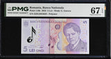 Romania 5 Lei 2023 P 118 k Polymer Superb Gem UNC PMG 67 EPQ