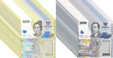 Indonesia Set 2 X LOT 20 = 40 UNC 1000 2000 Rupiah Random Year P 162 P 163
