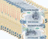 Solomon Islands 5 Dollars ND 2019 P 38 A/1 First Prefix Polymer LOT 10 UNC
