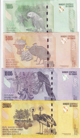 Congo Set 4 UNC 1000 5000 10000 20000 Francs 2020-2022 P 101 102 103 104