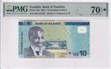 Namibia 10 Namibia Dollars 2021 P 16 b Superb Gem UNC PMG 70 EPQ Extra Star