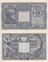 Italy 10 Lire 1944 P 32 c Sign Bolaffi Cavallaro Giovinco UNC