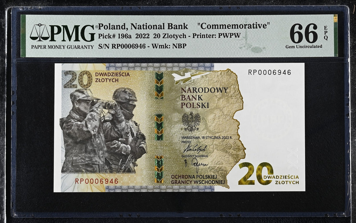 Poland 20 Zlotych 2022 Commemorative P 196 a Gem UNC PMG 66 EPQ