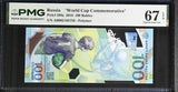 Russia 100 Rubles 2018 P 280 a Football Comm. Polymer Superb Gem UNC PMG 67 EPQ