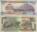 Honduras Set 2 Pcs 2 5 Lempiras Random Year P 97 98 UNC