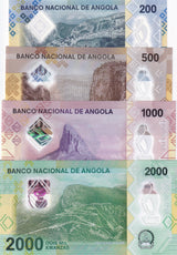 Angola Set 4 UNC 200 500 1000 2000 Kwanzas 2020/2025 P 160 - 163 Polymer
