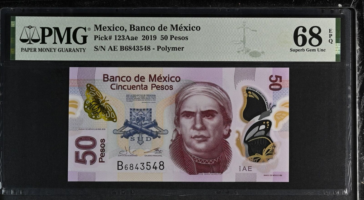Mexico 50 Pesos 2019 P 123Aae Superb Gem UNC PMG 68 EPQ TOP POP