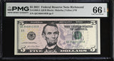 United States 5 Dollars Usa 2021 P 551 E Richmond Gem UNC PMG 66 EPQ