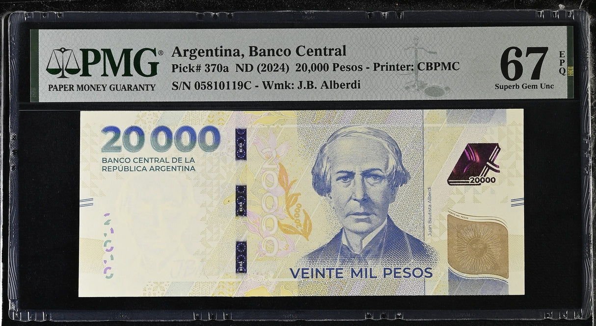 Argentina 20000 Pesos ND 2024 P 370 a Superb Gem UNC PMG 67 EPQ