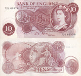 Great Britain 10 Shillings ND 1966-1970 P 373 c UNC , QEII , England