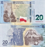 Poland 20 Zlotych 2024 Commemorative 80th Warsaw Uprising P 198 UNC W Folder