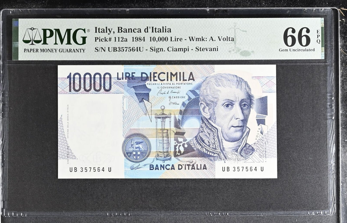 Italy 10000 Lire 1984 P 112 a Ciampi & Stevani Gem UNC PMG 66 EPQ