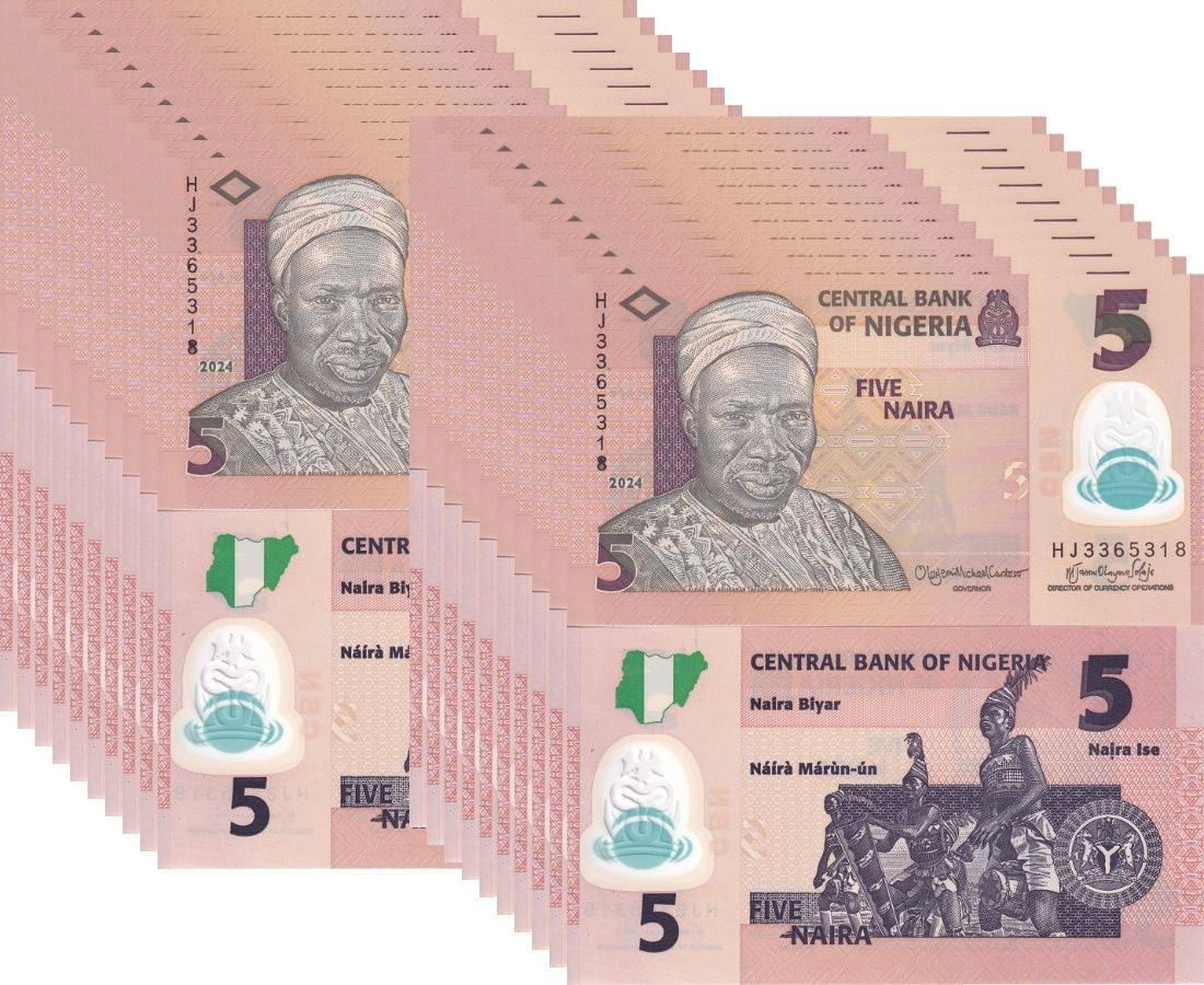 Nigeria 5 Naira 2024 P 38 Polymer UNC LOT 20 PCS
