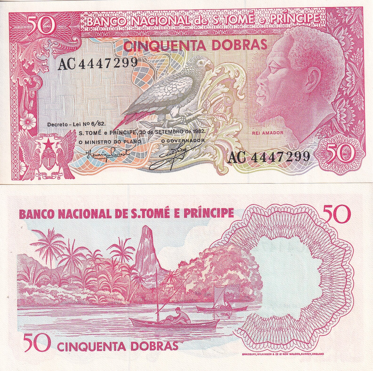 St. Thomas & Prince 50 Dobras 1982 P 56 UNC