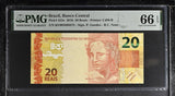 Brazil 20 Reais 2010 P 255 e Gem UNC PMG 66 EPQ