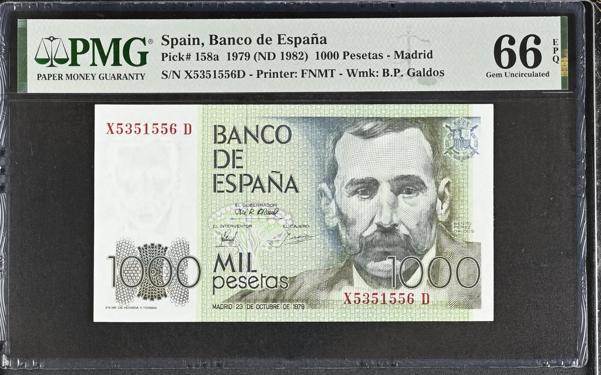 Spain 1000 Pesetas 1979 ND 1982 P 158 a Gem UNC PMG 66 EPQ