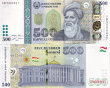 Tajikistan 500 Somoni 2024 P 22 New sign UNC Abuabdullokhi Rudaki Dushanbe