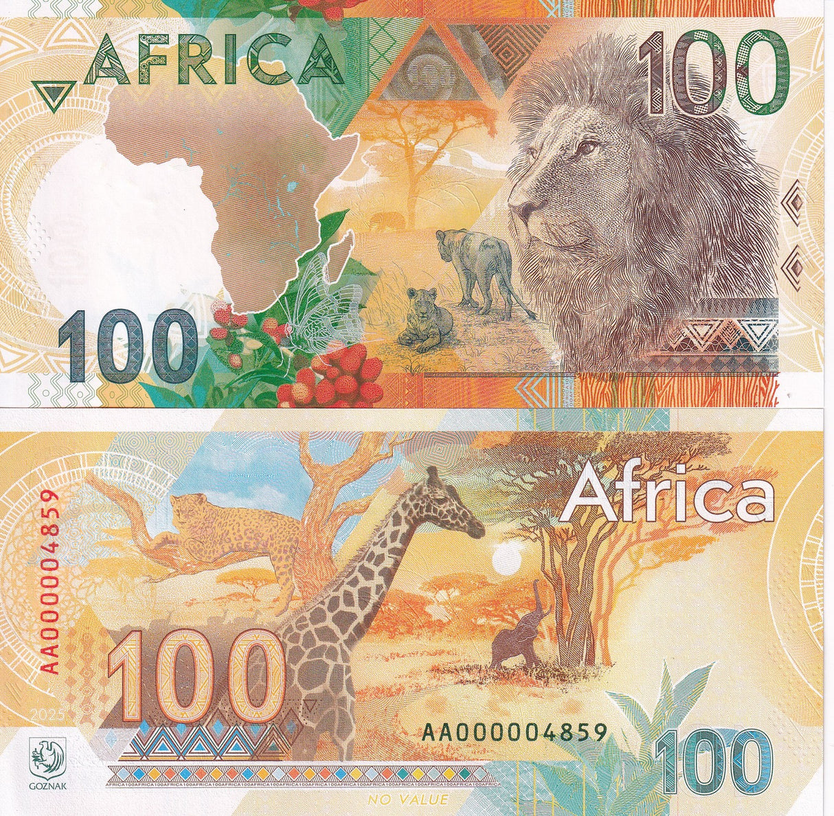 Russia Test Note GOZNAK SET 3 UNC Africa Rhino Lion Big Elephant