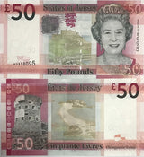 Jersey 50 Pounds 2018 QE II P 36 b UNC ,Ouaisne Tower ,Mont Orgueil Castle QEII