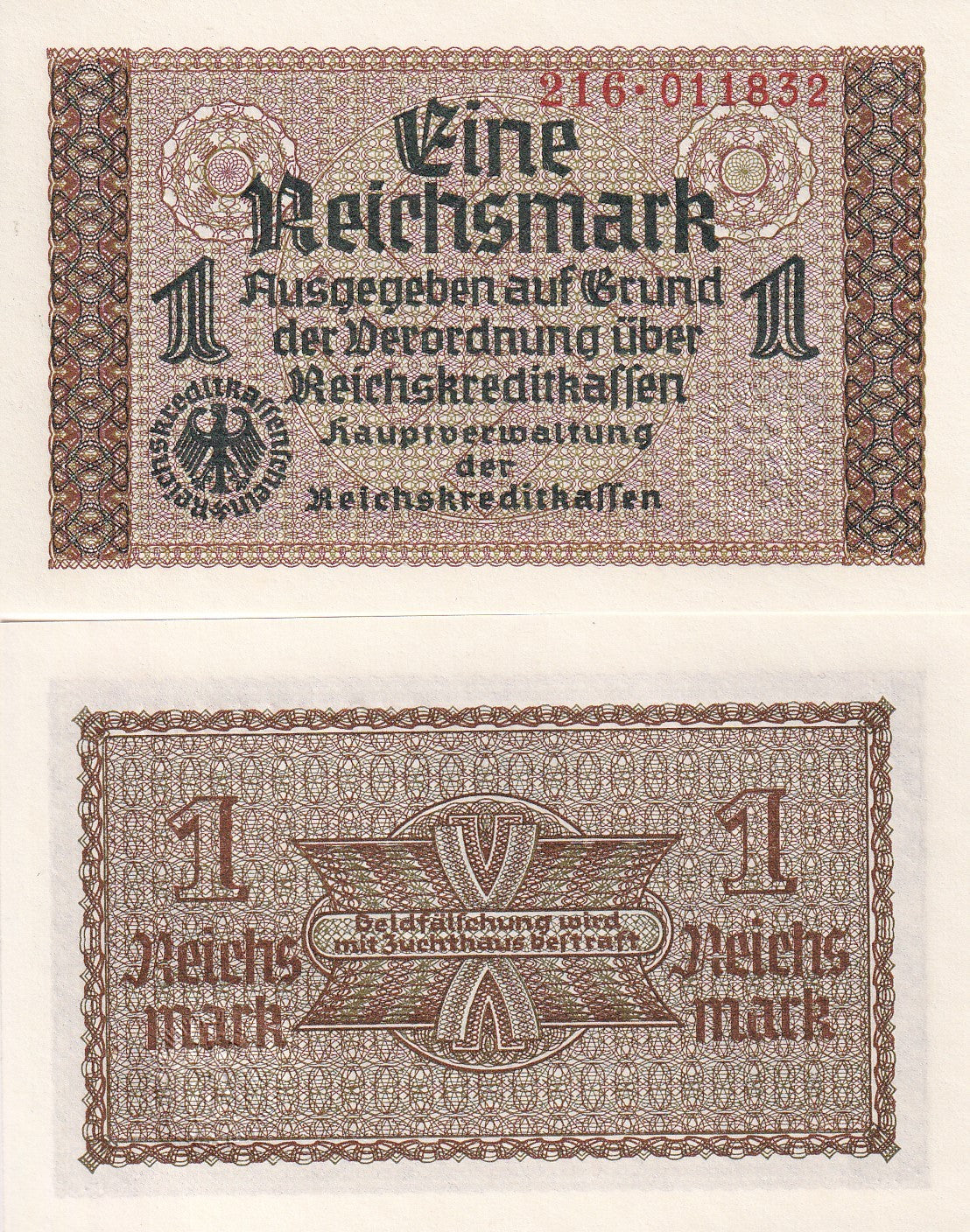 Germany 1 Reichsmark ND 1940-1945 P R136a UNC