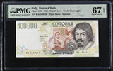 Italy 100000 Lire 1994 P 117 a Fazio & Speziali Superb Gem UNC PMG 67 EPQ
